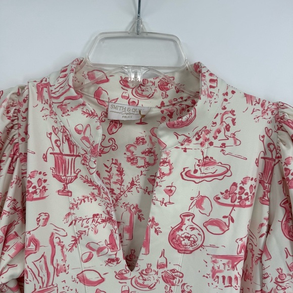 Smith & Quinn Tory Dress In Dolce Vita Size Small 3/4 Sleeves Pink White Tiered - Picture 9 of 15